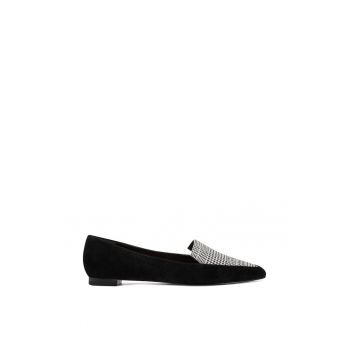 Pantofi loafer de piele intoarsa cu garnitura houndstooth Abay