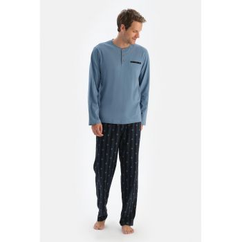 Pijama din amestec de bumbac cu pantaloni lungi