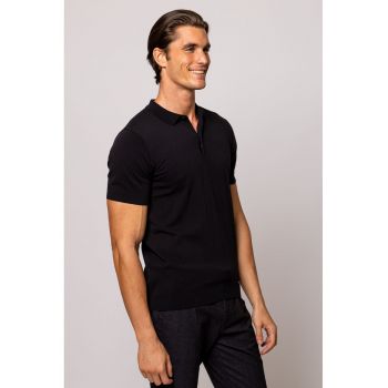 Tricou polo de bumbac cu model uni