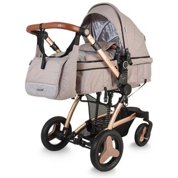 Carucior transformabil 3 in 1 Coccolle Ambra Rose Gold + CADOU Pompa de san electrica Little Mom Easy Touch