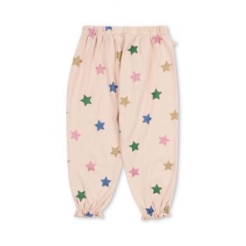 Konges Sløjd pantaloni de trening din bumbac pentru copii MALLI GLITTER PANTS GOTS culoarea bej, modelator, KS101595