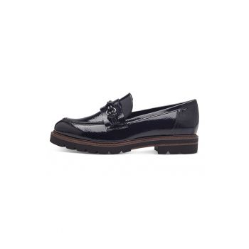 Pantofi loafer de piele ecologica cu aspect lacuit