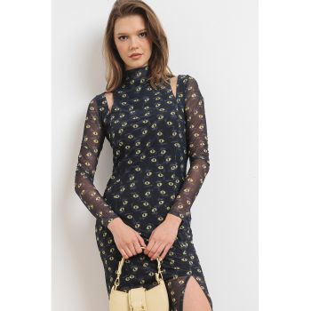 Rochie bodycon cu imprimeu si decupaje Noslin