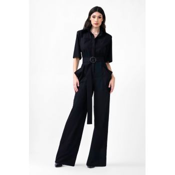 Salopeta maxi neagra cu maneca scurta