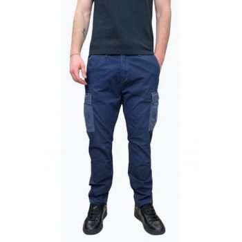 Pantaloni barbati Broome cu croiala Relaxed Slim Fit si aspect decolorat - Bleumarin deschis