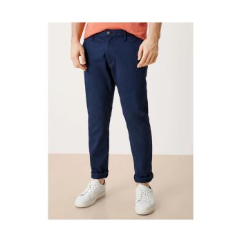 Pantaloni chino barbati - Austin - din amestec de bumbac cu elastan - Bleumarin