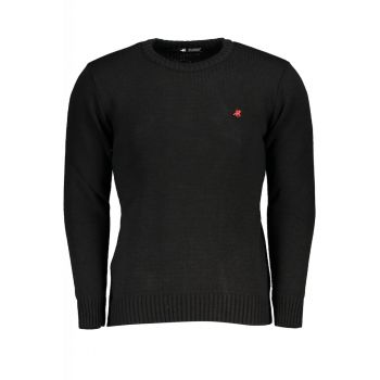 Pullover barbati cu guler rotund brodat si logo negru