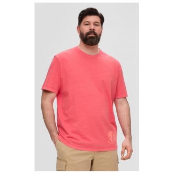 Tricou barbati big size din bumbac cu imprimeu cu logo - Coral