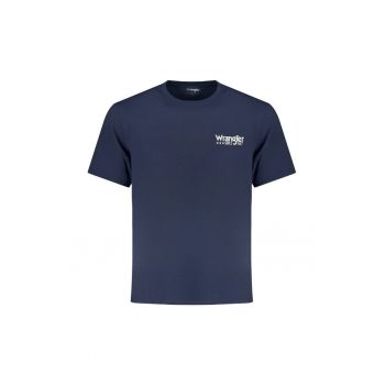 Tricou barbati cu imprimeu cu logo si croiala Regular fit - Bleumarin