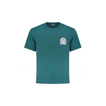 Tricou barbati cu logo si decolteu la baza gatului - Verde