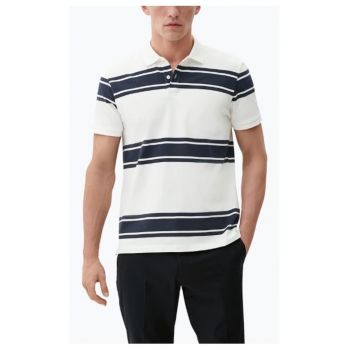 Tricou polo barbati cu imprimeu in dungi - din bumbac - croiala Regular fit -