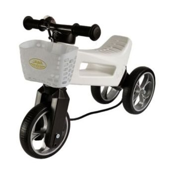 Bicicleta fara pedale cu cosulet pentru ghidon Funny Wheels Rider SUPERSPORT 2 in 1 JAWA White Exclusiv