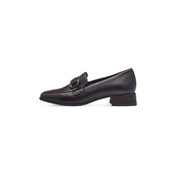 Pantofi loafer de piele cu aplicatie metalica