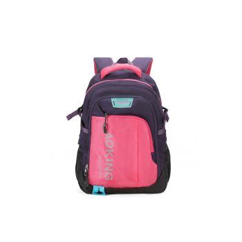 Rucsac unisex cu model colorblock si buzunare multiple