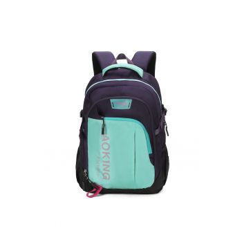 Rucsac unisex cu model colorblock si buzunare multiple