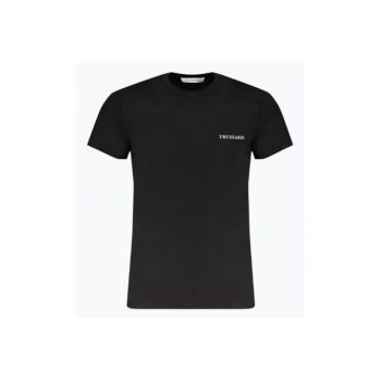 Tricou barbati din bumbac cu imprimeu cu logo - Negru