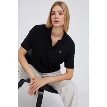 Lacoste tricou femei, culoarea negru, cu guler PF0504-001