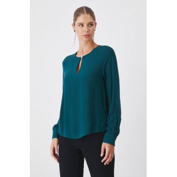 Medicine bluza femei, culoarea turcoaz, neted