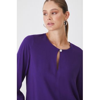 Medicine bluza femei, culoarea violet, neted