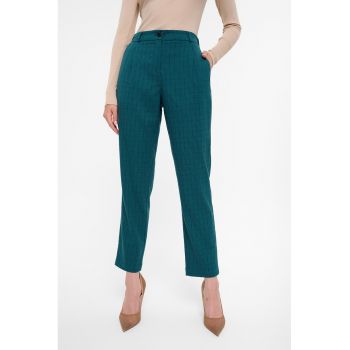 Pantaloni crop chino cu model in carouri