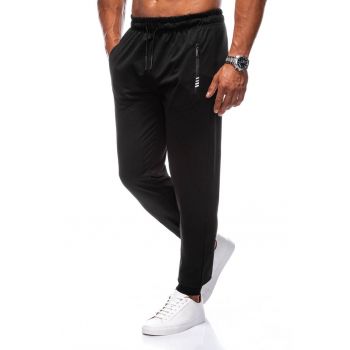 Pantaloni de trening din amestec de bumbac cu buzunare cu fermoar