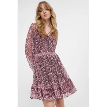 Rochie cu decolteu in V si model floral