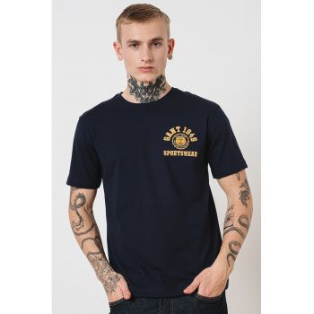 Tricou de bumbac cu decolteu la baza gatului