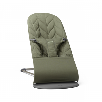 Balansoar BabyBjorn Bliss Dark Green cu aspect delicat de petala, tesatura matlasata