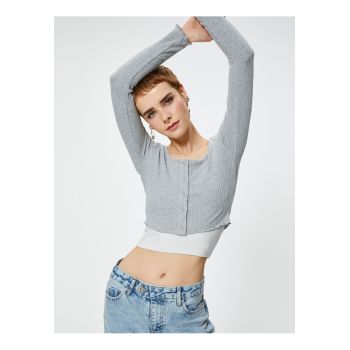 Bluza slim fit crop striata