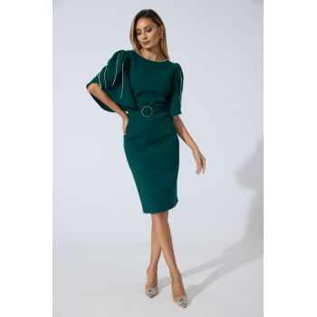 Rochie de ocazie din crepe cu strass-uri Harper Verde