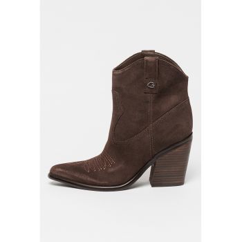 Botine cowboy de piele cu toc cubanez Jalella