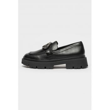 Pantofi loafer din piele cu aspect metalizat Perla