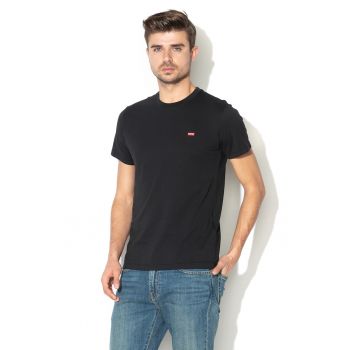 Tricou din bumbac cu logo brodat - Negru - S 56605