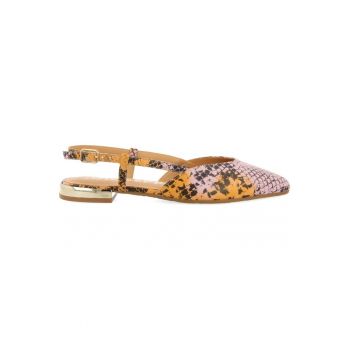 Balerini slingback de piele cu aspect piele de sarpe LASCARI 27855