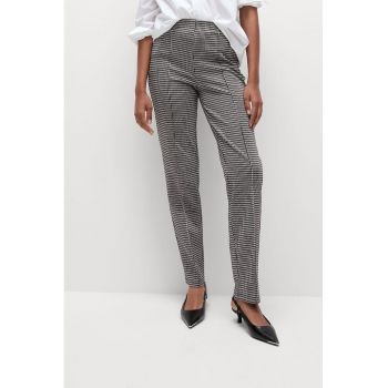 Pantaloni cu pensa si imprimeu houndstooth