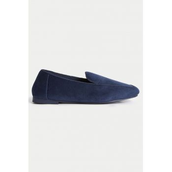 Pantofi loafer de catifea cu varf rotund