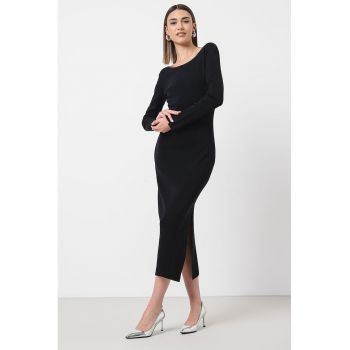 Rochie bodycon midi cu slit lateral