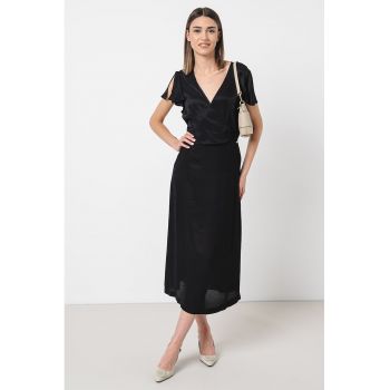 Rochie midi cu decolteu cache-coeur