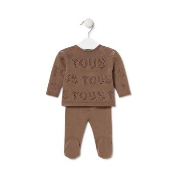 Tous compleu bebe Tricot culoarea bej, Tricot.2105