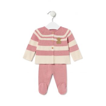 Tous set de bumbac pentru bebelusi Tricot culoarea roz, Tricot.2101