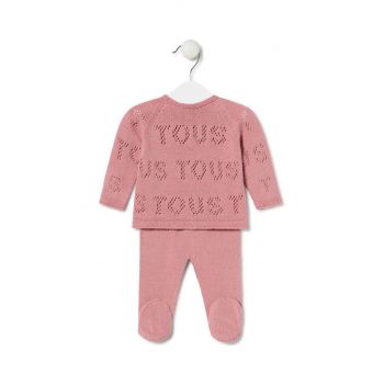 Tous set de bumbac pentru bebelusi Tricot culoarea roz, Tricot.2105