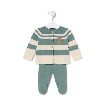 Tous set de bumbac pentru bebelusi Tricot culoarea verde, Tricot.2101