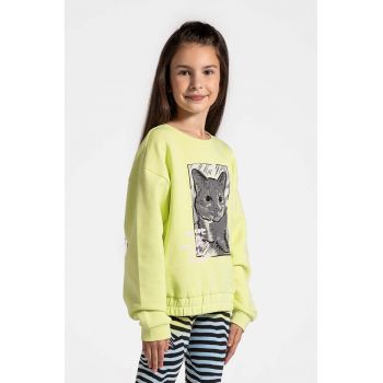 Coccodrillo bluza copii culoarea verde, cu imprimeu, CARTOONS GIRL JUNIOR