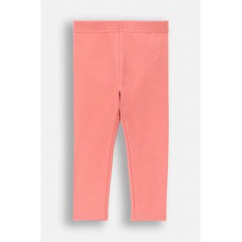 Coccodrillo leggins din bumbac pentru copii culoarea roz, neted, FLOWERS GIRL NEWBORN