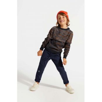 Coccodrillo pantaloni de bumbac pentru copii culoarea albastru marin, neted, DIGITAL BOY KIDS