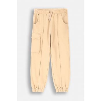 Coccodrillo pantaloni de bumbac pentru copii culoarea bej, neted, RODEO GIRL JUNIOR