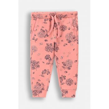 Coccodrillo pantaloni de trening din bumbac pentru bebeluși culoarea roz, modelator, FLOWERS GIRL NEWBORN