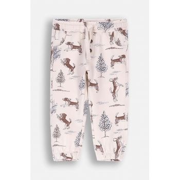 Coccodrillo pantaloni de trening din bumbac pentru copii culoarea bej, modelator, FRIENDS TOGETHER BOY NEWBORN