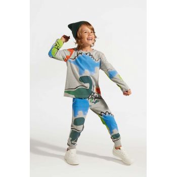 Coccodrillo pantaloni de trening din bumbac pentru copii culoarea gri, modelator, DIGITAL BOY KIDS