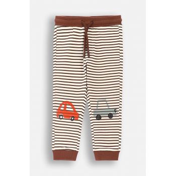 Coccodrillo pantaloni de trening din bumbac pentru copii culoarea maro, modelator, MY WAY BOY NEWBORN